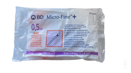 Seringue à insuline 0,5 ml · 30G × 8 mm — matériau de référence analytique